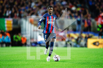 2022-11-05 - Ousmane Dembele of FC Barcelona during the Spanish championship La Liga football match between FC Barcelona and UD Almeria on November 5, 2022 at Spotify Camp Nou Stadium in Barcelona, Spain - FOOTBALL - SPANISH CHAMP - FC BARCELONA V ALMERIA - SPANISH LA LIGA - SOCCER