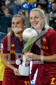 2022-11-05 - Roma´s  Emilie Haavi and Sophie Roman Haug Cup Celebration - FINAL - JUVENTUS FC VS AS ROMA - WOMEN SUPERCOPPA - SOCCER