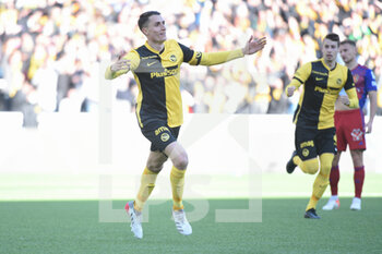 2022-02-13 - February 13, 2022, Bern, Wankdorf, Super League: BSC Young Boys - FC Basel 1893, #8 Vincent Sierro (YB) is happy about his goal to make it 1-1. - BSC YOUNG BOYS VS FC BASEL 1893 - SWISS SUPER LEAGUE - SOCCER