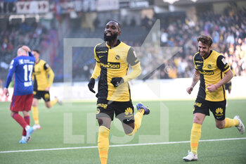 2022-02-13 - February 13, 2022, Bern, Wankdorf, Super League: BSC Young Boys - FC Basel 1893, #13 Nicolas Moumi Ngamaleu (YB) is happy about his goal to make it 2-1. - BSC YOUNG BOYS VS FC BASEL 1893 - SWISS SUPER LEAGUE - SOCCER