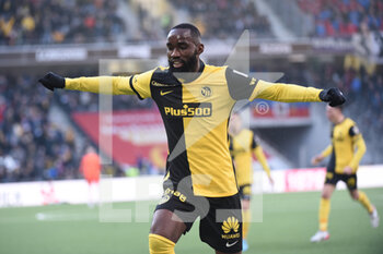 2022-02-13 - February 13, 2022, Bern, Wankdorf, Super League: BSC Young Boys - FC Basel 1893, #13 Nicolas Moumi Ngamaleu (YB) is happy about his goal to make it 2-1. - BSC YOUNG BOYS VS FC BASEL 1893 - SWISS SUPER LEAGUE - SOCCER