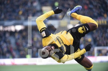 2022-02-13 - February 13, 2022, Bern, Wankdorf, Super League: BSC Young Boys - FC Basel 1893, #13 Nicolas Moumi Ngamaleu (YB) celebrates his goal to make it 2-1 with a somersault. - BSC YOUNG BOYS VS FC BASEL 1893 - SWISS SUPER LEAGUE - SOCCER