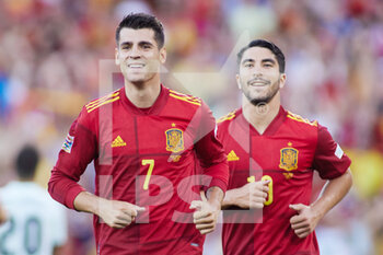 2022-06-02 - Alvaro Morata of Spain celebrates a goal 1-0 during the UEFA Nations League, League A - Group A2 football match between Spain and Portugal on June 2, 2022 at Benito Villamarin stadium in Sevilla, Spain - FOOTBALL - NATIONS LEAGUE - SPAIN V PORTUGAL - UEFA NATIONS LEAGUE - SOCCER