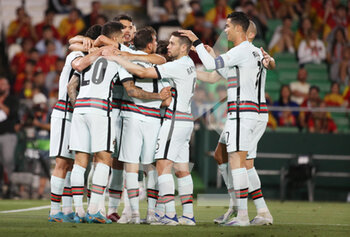 2022-06-02 - Ricardo Horta of Portugal celebrates a goal with teammates 1-1 during the UEFA Nations League, League A - Group A2 football match between Spain and Portugal on June 2, 2022 at Benito Villamarin stadium in Sevilla, Spain - FOOTBALL - NATIONS LEAGUE - SPAIN V PORTUGAL - UEFA NATIONS LEAGUE - SOCCER