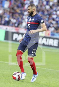 2022-06-03 - Karim Benzema of France during the UEFA Nations League League A - Group 1 football match between France and Denmark on June 3, 2022 at Stade de France in Saint-Denis near Paris, France - FOOTBALL - NATIONS LEAGUE - FRANCE V DENMARK - UEFA NATIONS LEAGUE - SOCCER