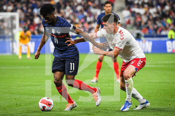 2022-06-03 - Kingsley COMAN of France and Joakim MAEHLE of Denmark during the UEFA Nations League, League A - Group 1 football match between France and Denmark on June 3, 2022 at Stade de France in Saint-Denis near Paris, France - FOOTBALL - NATIONS LEAGUE - FRANCE V DENMARK - UEFA NATIONS LEAGUE - SOCCER