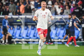 2022-06-03 - Rasmus KRISTENSEN of Denmark celebrates the victory during the UEFA Nations League, League A - Group 1 football match between France and Denmark on June 3, 2022 at Stade de France in Saint-Denis near Paris, France - FOOTBALL - NATIONS LEAGUE - FRANCE V DENMARK - UEFA NATIONS LEAGUE - SOCCER