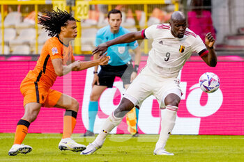 2022-06-03 - Nathan Ake of the Netherlands, Romelu Lukaku of Belgium during the UEFA Nations League 2022, League A Group 4 football match between Belgium and Netherlands on June 3, 2022 at the King Baudouin Stadium in Brussels, Belgium - FOOTBALL - NATIONS LEAGUE 2022 - BELGIUM V NETHERLANDS - UEFA NATIONS LEAGUE - SOCCER