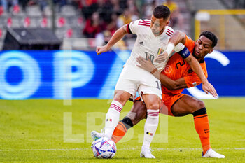 2022-06-03 - Eden Hazard of Belgium, Jurrien Timber of the Netherlands during the UEFA Nations League 2022, League A Group 4 football match between Belgium and Netherlands on June 3, 2022 at the King Baudouin Stadium in Brussels, Belgium - FOOTBALL - NATIONS LEAGUE 2022 - BELGIUM V NETHERLANDS - UEFA NATIONS LEAGUE - SOCCER