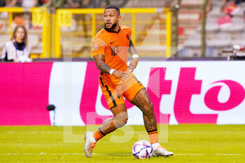 2022-06-03 - Memphis Depay of the Netherlands during the UEFA Nations League 2022, League A Group 4 football match between Belgium and Netherlands on June 3, 2022 at the King Baudouin Stadium in Brussels, Belgium - FOOTBALL - NATIONS LEAGUE 2022 - BELGIUM V NETHERLANDS - UEFA NATIONS LEAGUE - SOCCER