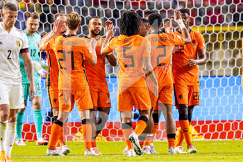 2022-06-03 - Netherlands players celebrate during the UEFA Nations League 2022, League A Group 4 football match between Belgium and Netherlands on June 3, 2022 at the King Baudouin Stadium in Brussels, Belgium - FOOTBALL - NATIONS LEAGUE 2022 - BELGIUM V NETHERLANDS - UEFA NATIONS LEAGUE - SOCCER