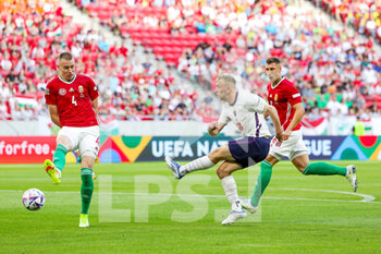 2022-06-04 - Jarod Bowen (10) of England and Attila Szalai of Hungary during the UEFA Nations League, League A - Group 3 football match between Hungary and England on June 4, 2022 at Puskas Arena Park in Budapest, Hungary - FOOTBALL - NATIONS LEAGUE 2022 - HUNGARY V ENGLAND - UEFA NATIONS LEAGUE - SOCCER