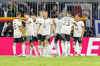 2022-06-07 - Jonas Hofmann (18) of Germany celebrates after his goal 1-0 with teammates during the UEFA Nations League 2022, League A - Group 3 football match between Germany and England on June 7, 2022 at Allianz Arena in Munich, Germany - FOOTBALL - NATIONS LEAGUE 2022 - GERMANY V ENGLAND - UEFA NATIONS LEAGUE - SOCCER