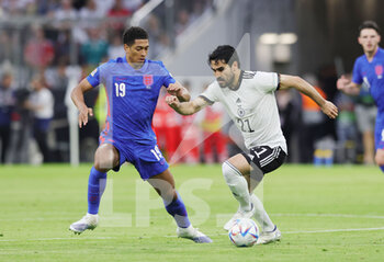 2022-06-07 - Ilkay Gundogan of Germany and Jude Bellingham of England during the UEFA Nations League 2022, League A - Group 3 football match between Germany and England on June 7, 2022 at Allianz Arena in Munich, Germany - FOOTBALL - NATIONS LEAGUE 2022 - GERMANY V ENGLAND - UEFA NATIONS LEAGUE - SOCCER
