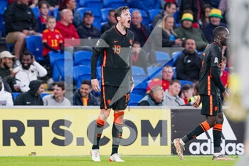 2022-06-08 - Wout Weghorst of The Netherlands celebrates during the UEFA Nations League 2022, League A - Group 4 football match between Wales and The Netherlands on June 8, 2022 at Cardiff City Stadium in Cardiff, Wales - FOOTBALL - NATIONS LEAGUE 2022 - WALES V NETHERLANDS - UEFA NATIONS LEAGUE - SOCCER