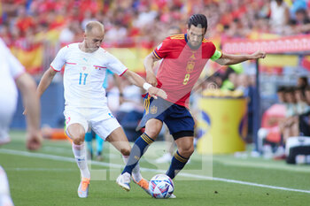 12/06/2022 - Vaclav Cerny of Czech Republic and Jorge "Koke" Resurrecion of Spain during the UEFA Nations League 2022, League A - Group 2 football match between Spain and Czech Republic on June 12, 2022 at the La Rosaleda Stadium in Malaga, Spain - FOOTBALL - NATIONS LEAGUE 2022 - SPAIN V CZECH REPUBLIC - UEFA NATIONS LEAGUE - CALCIO