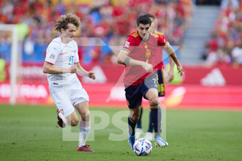 12/06/2022 - Alvaro Morata of Spain and Alex Kral of Czech Republic during the UEFA Nations League 2022, League A - Group 2 football match between Spain and Czech Republic on June 12, 2022 at the La Rosaleda Stadium in Malaga, Spain - FOOTBALL - NATIONS LEAGUE 2022 - SPAIN V CZECH REPUBLIC - UEFA NATIONS LEAGUE - CALCIO