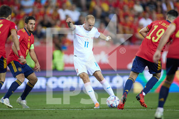 12/06/2022 - Vaclav Cerny of Czech Republic during the UEFA Nations League 2022, League A - Group 2 football match between Spain and Czech Republic on June 12, 2022 at the La Rosaleda Stadium in Malaga, Spain - FOOTBALL - NATIONS LEAGUE 2022 - SPAIN V CZECH REPUBLIC - UEFA NATIONS LEAGUE - CALCIO
