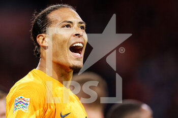 2022-09-25 - Virgil van Dijk of The Netherlands celebrates his goal 1-0 during the UEFA Nations League, League A Group 4, football match between Netherlands and Belgium on September 25, 2022 at Johan Cruijff ArenA in Amsterdam, Netherlands - FOOTBALL - NATIONS LEAGUE - NETHERLANDS V BELGIUM - UEFA NATIONS LEAGUE - SOCCER