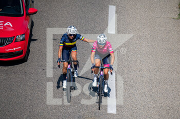 2022-09-12 - PENUELA Diana and BARRERA Anetduring the TCFIA 2022, Tour Cycliste Feminin International de L'Ardeche, Stage 7, Vesseaux - Privas (121 Km) on September 12, 2022 in Privas, France - CYCLING - TCFIA 2022 - STAGE 7 - STREET - CYCLING