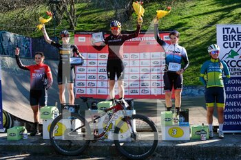 2022-02-27 - The podium of Elite Woman race in Verona MTB International XCO - First place for (1) - Laura Stinger (AUT) second place for (7) - Giada Specia (ITA) - third place for (6) - Giorgia Marchet (ITA) - VERONA MTB INTERNATIONAL XCO 2022 - OPEN WOMAN RACE - MTB - MOUNTAIN BIKE - CYCLING