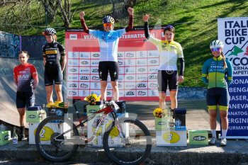 2022-02-27 - The podium of Elite Woman race in Verona MTB International XCO - First place for (1) - Laura Stinger (AUT) second place for (7) - Giada Specia (ITA) - third place for (6) - Giorgia Marchet (ITA) - forth (21) - Letizia Marzani (ITA) and fifth  position for (5) - Tamara Wiedmann (AUT) - VERONA MTB INTERNATIONAL XCO 2022 - OPEN WOMAN RACE - MTB - MOUNTAIN BIKE - CYCLING