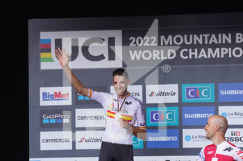 28/08/2022 - VALERO SERRANO David  during  Podium UCI Mountain Bike World Championships in Les Gets 2022 Men Elite Cross-country Olympic - Final August 28, 2022, France - 2022 UCI MOUNTAIN BIKE WORLD CHAMPIONSHIPS - MTB - MOUNTAIN BIKE - CICLISMO
