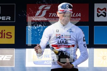 2022-03-13 - Tadej Pogacar of Slovenia and UAE Team Emirates celebrates at podium as White Best Young Rider Jersey winner during the 57th Tirreno-Adriatico 2022 - Stage 7 a 159km stage from San Benedetto del Tronto to San Benedetto del Tronto / #TirrenoAdriatico / #WorldTour / on March 13, 2022 in San Benedetto del Tronto, Italy. ©Photo: Cinzia Camela. - 7^ TAPPA SAN BENEDETTO DEL TRONTO - TIRRENO - ADRIATICO - CYCLING