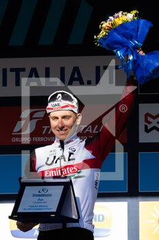 2022-03-13 - Tadej Pogacar of Slovenia and UAE Team Emirates celebrates at podium as most aggressive prize winner during the 57th Tirreno-Adriatico 2022 - Stage 7 a 159km stage from San Benedetto del Tronto to San Benedetto del Tronto / #TirrenoAdriatico / #WorldTour / on March 13, 2022 in San Benedetto del Tronto, Italy. ©Photo: Cinzia Camela. - 7^ TAPPA SAN BENEDETTO DEL TRONTO - TIRRENO - ADRIATICO - CYCLING