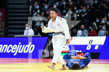 2022-02-05 - Women's -52 kg, Amandine Buchard of France celebrates her victory during the Paris Grand Slam 2022, IJF World Judo Tour on February 5, 2022 at Accor Arena in Paris, France - PARIS GRAND SLAM 2022, IJF WORLD JUDO TOUR - JUDO - CONTACT