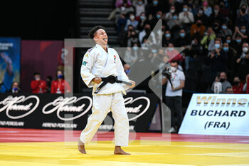 2022-02-05 - Women's -52 kg, Amandine Buchard of France celebrates her victory in the semifinal over Shishime Ai of Japan during the Paris Grand Slam 2022, IJF World Judo Tour on February 5, 2022 at Accor Arena in Paris, France - PARIS GRAND SLAM 2022, IJF WORLD JUDO TOUR - JUDO - CONTACT