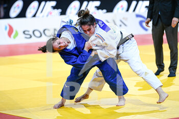 2022-02-05 - Women's -48 kg, Blandine of France (white) and Katharina Menz of Germany (blue) during the bronze medal contest of the Paris Grand Slam 2022, IJF World Judo Tour on February 5, 2022 at Accor Arena in Paris, France - PARIS GRAND SLAM 2022, IJF WORLD JUDO TOUR - JUDO - CONTACT
