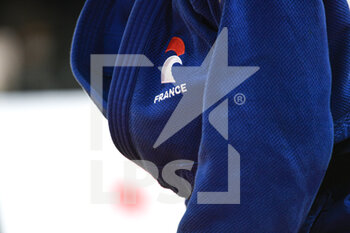 2022-02-06 - Illustration picture shows a blue judogi/kimono of a French judoka/judo fighter during the Paris Grand Slam 2022, IJF World Judo Tour on February 6, 2022 at Accor Arena in Paris, France - PARIS GRAND SLAM 2022, IJF WORLD JUDO TOUR  - JUDO - CONTACT
