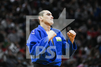 2022-02-06 - Men's -100 kg, Muzaffarbek Turoboyev of Uzbekistan competes and celebrates during the Paris Grand Slam 2022, IJF World Judo Tour on February 6, 2022 at Accor Arena in Paris, France - PARIS GRAND SLAM 2022, IJF WORLD JUDO TOUR  - JUDO - CONTACT