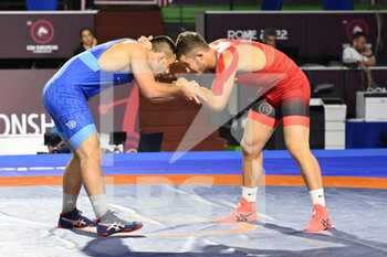 03/07/2022 - Ion DEMIAN (MDA) vs Andro MARGISHVILI (GEO) during the Final of Greco-Roman Freestyle 92kg U20 European Championships at PalaPellicone - Fijlkam, 3th July 2022, Rome, Italy - U20 EUROPEAN CHAMPIONSHIPS - LOTTA - CONTATTO