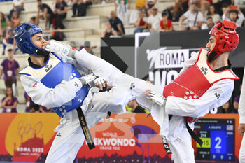 2022-06-03 - Vito DELL'AQUILA (ITA) vs Gorkem POLAT (TUR) during R16 round of World Taekwondo Grand Prix at Foro Italico, Nicola Pietrangeli Stadium, 3th June 2022, Rome, Italy. - 2022 WORLD TAEKWONDO ROMA GRAND PRIX (DAY1) - TAEKWONDO - CONTACT
