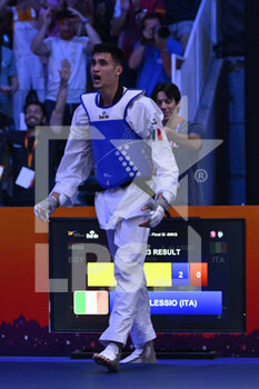 05/06/2022 - Simone ALESSIO (ITA) vs Seif EISSA (EGY) during the Final of -80Kg round of World Taekwondo Grand Prix at Foro Italico, Nicola Pietrangeli Stadium, 5th June 2022, Rome, Italy. - 20222 WORLD TAEKWONDO ROMA GRAND PRIX (DAY3) - TAEKWONDO - CONTATTO