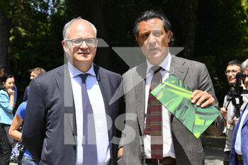 2022-05-17 - Roberto Gualtieri Mayor of Rome and Diego Nepi Molineris General Manager Sport e Salute S.p.A. during the press conference for the presentation of the 89° CSIO di Roma Piazza di Siena - Master d'Inzeo, 17 May 2022, Piazza di Siena, Rome, Italy. - PRESS CONFERENCE 89TH CSIO ROME PIAZZA DI SIENA - INTERNATIONALS - EQUESTRIAN