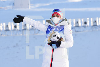 2022-02-05 - Podium, Therese Johaug (NOR) Gold Medal during the Olympic Winter Games Beijing 2022, Cross-Country Skiing, Women's 7.5km + 7.5km Skiathlon on February 5, 2022 at Genting Snow Park in Zhangjiakou, Hebei Province of China - OLYMPIC WINTER GAMES BEIJING 2022, FEBRUARY 05 - OLYMPIC WINTER GAMES BEIJING 2022 - OLYMPIC GAMES