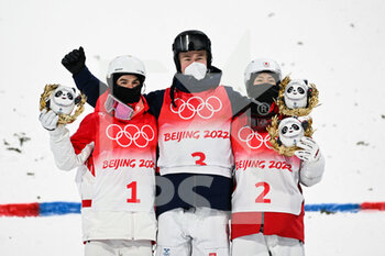 2022-02-05 - Mikael Kingsbury (CAN) Silver Medal, Walter Wallberg (SWE) Gold Medal, Ikuma Horishima (JPN) Bronze Medal during the Olympic Winter Games Beijing 2022, Freestyle Skiing, Men's Moguls on February 5, 2022 at Genting Snow Park in Zhangjiakou, Hebei Province of China - OLYMPIC WINTER GAMES BEIJING 2022, FEBRUARY 05 - OLYMPIC WINTER GAMES BEIJING 2022 - OLYMPIC GAMES