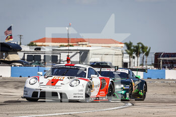 2022-03-18 - 56 IRIBE Brendan (usa), MILLROY Ollie (gbr), BARNICOAT Ben (gbr), Team Project 1, Porsche 911 RSR - 19, action during the 1000 Miles of Sebring, 1st round of the 2022 FIA World Endurance Championship on the Sebring International Raceway from March 16 to 18, in Sebring, Florida, United States of America - 1000 MILES OF SEBRING, 1ST ROUND OF THE 2022 FIA WORLD ENDURANCE CHAMPIONSHIP - ENDURANCE - MOTORS