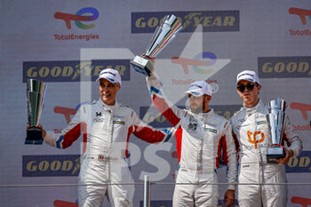 2022-05-15 - 31 BECHE Mathias (swi), CIMADOMO Philippe (fra), VAN DER HELM Tijmen (nld), TDS Racing x Vaillante, Oreca 07 - Gibson, PORTRAIT Podium during the 4 Hours of Imola 2022, 2nd round of the 2022 European Le Mans Series on the Imola Circuit from May 12 to 15, in Imola, Italy - 4 HOURS OF IMOLA 2022, 2ND ROUND OF THE 2022 EUROPEAN LE MANS SERIES - ENDURANCE - MOTORS