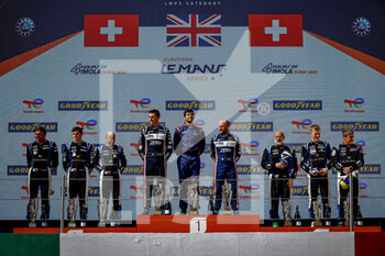 2022-05-15 - 03 BENTLEY Andrew (gbr), McGUIRE Jim (usa), VAN BERLO Kay (nld), United Autosports, Ligier JS P320 - Nissan, 27 DOQUIN Antoine (fra), FOUBERT Jean-Ludovic (fra), MAULINI Nicolas (swi), Cool Racing, Ligier JS P320 - Nissan, 17 BENHAM Mike (gbr), JAKOBSEN Malthe (dnk), SMITH Maurice (usa), Cool Racing, Ligier JS P320 - Nissan, portrait Podium during the 4 Hours of Imola 2022, 2nd round of the 2022 European Le Mans Series on the Imola Circuit from May 12 to 15, in Imola, Italy - 4 HOURS OF IMOLA 2022, 2ND ROUND OF THE 2022 EUROPEAN LE MANS SERIES - ENDURANCE - MOTORS
