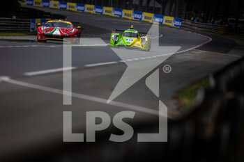 2022-06-09 - 43 HEINEMEIER-HANSSON David (dnk), SCHERER Fabio (swi), FITTIPALDI Pietro (bra), Inter Europol Competition, Oreca 07 - Gibson, action 52 MOLINA Miguel (spa), FUOCO Antonio (ita), RIGON David (ita), AF Corse, Ferrari 488 GTE EVO, action during the free practices and qualifying sessions of the 2022 24 Hours of Le Mans, 3rd round of the 2022 FIA World Endurance Championship, on the Circuit de la Sarthe, from June 8 to 12, 2022 in Le Mans, France - 24 HEURES DU MANS 2022 - FREE PRACTICES AND QUALIFYING - PART 2 - ENDURANCE - MOTORS