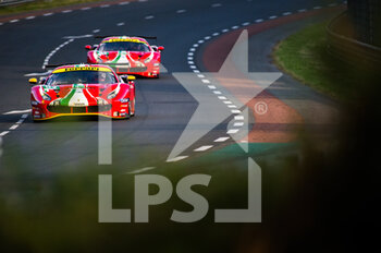 2022-06-09 - 52 MOLINA Miguel (spa), FUOCO Antonio (ita), RIGON David (ita), AF Corse, Ferrari 488 GTE EVO, action, during the free practices and qualifying sessions of the 2022 24 Hours of Le Mans, 3rd round of the 2022 FIA World Endurance Championship, on the Circuit de la Sarthe, from June 8 to 12, 2022 in Le Mans, France - 24 HEURES DU MANS 2022 - FREE PRACTICES AND QUALIFYING - PART 2 - ENDURANCE - MOTORS
