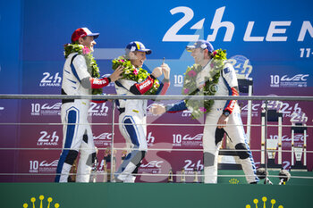 2022-06-12 - DUMAS Romain (fra), BRISCOE Ryan (aus) and WESTBROOK Richard (gbr), Glickenhaus Racing, Glickenhaus 007 LMH, portrait, podium during the 2022 24 Hours of Le Mans, 3rd round of the 2022 FIA World Endurance Championship, on the Circuit de la Sarthe, from June 11 to 12, 2022 in Le Mans, France - 24 HEURES DU MANS 2022 - PART 2 - ENDURANCE - MOTORS