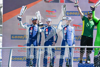 2022-07-03 - WOODWARD Terrence (gbr), 360 Racing, Ligier JS P320 - Nissan, portrait RICHARDS Mark (gbr), 360 Racing, Ligier JS P320 - Nissan, portrait KAISER Matthias (lie), Mühlner Motorsport, Oreca 07 - Gibson, portrait podium during the 4 Hours of Monza 2022, 3rd round of the 2022 European Le Mans Series on the Autodromo Nazionale di Monza from July 1 to 3, in Monza, Italy - AUTO - ELMS - 4 HOURS OF MONZA 2022 - ENDURANCE - MOTORS