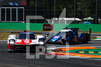 2022-07-10 - 08 BUEMI Sébastien (swi), HARTLEY Brendon (nzl), HIRAKAWA Ryo (jpn), Toyota Gazoo Racing, Toyota GR010 - Hybrid, 36 NEGRAO André (bra), LAPIERRE Nicolas (fra), VAXIVIERE Matthieu (fra), Alpine Elf Team, Alpine A480 - Gibson, action during the 6 Hours of Monza 2022, 4th round of the 2022 FIA World Endurance Championship on the Autodromo Nazionale di Monza from July 8 to 10, 2022 in Monza, Italy - AUTO - FIA WEC - 6 HOURS OF MONZA 2022 - ENDURANCE - MOTORS