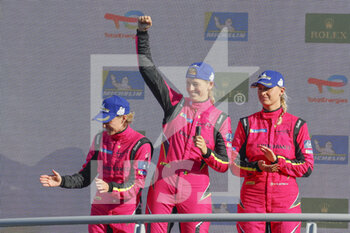 2022-07-10 - 85 FREY Rahel (swi), Michelle Gatting (DNK), Sarah Bovy (BEL), Iron DAMES, Ferrari 488 GTE EVO, podium during the 6 Hours of Monza 2022, 4th round of the 2022 FIA World Endurance Championship on the Autodromo Nazionale di Monza from July 8 to 10, 2022 in Monza, Italy - AUTO - FIA WEC - 6 HOURS OF MONZA 2022 - ENDURANCE - MOTORS