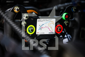 2022-07-28 - Steering wheel detail during the TotalEnergies 24 hours of Spa 2022, 7th round of the 2022 Fanatec GT World Challenge Europe Powered by AWS, from July 27 to 31, 2021 on the Circuit de Spa-Francorchamps, in Stavelot, Belgium - AUTO - 24 HOURS OF SPA 2022 - ENDURANCE - MOTORS